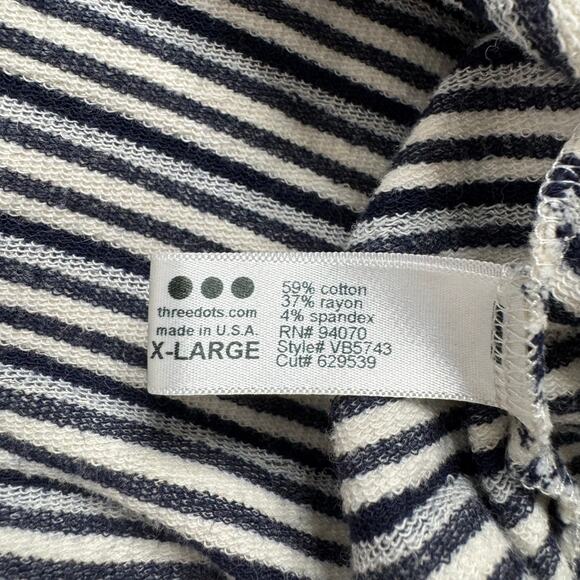 THREE DOTS Multi Stripe Terry Knit Sleeveless Dress Size XL Navy Blue Ivory Soft - Picture 7 of 10